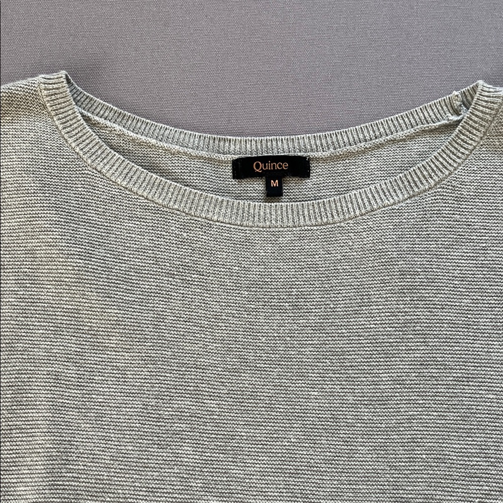 Quince Boat Neck Dolman Sleeve Heather Gray Cotton/Cashmere Women's Top M - Picture 2 of 7
